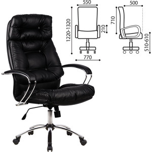 Кресло офисное Метта LK-14CH кожа, хром, черное, ш/к 87226