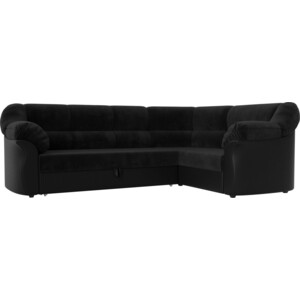 фото Угловой диван лига диванов карнелла велюр черный экокожа черный правый угол