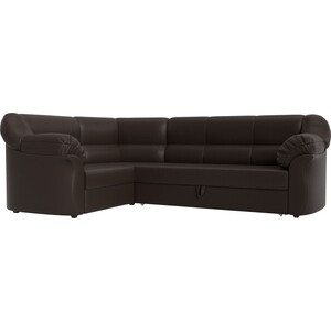 фото Угловой диван лига диванов карнелла экокожа коричневый левый угол