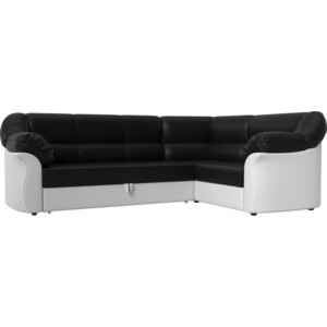 фото Угловой диван лига диванов карнелла экокожа черный/белый правый угол