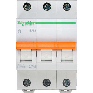 

Выключатель автоматический модульный Schneider Electric 3п C 16А 4.5кА BA63 Домовой (11223), 3п C 16А 4.5кА BA63 Домовой (11223)