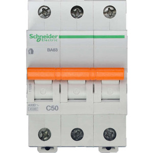 

Выключатель автоматический модульный Schneider Electric 3п C 50А 4.5кА BA63 Домовой SchE 11228, 3п C 50А 4.5кА BA63 Домовой SchE 11228