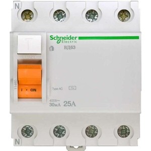 

Выключатель дифференциального тока (УЗО) Schneider Electric 4п 25А 30мА тип AC ВД63 Домовой SchE 11460, 4п 25А 30мА тип AC ВД63 Домовой SchE 11460