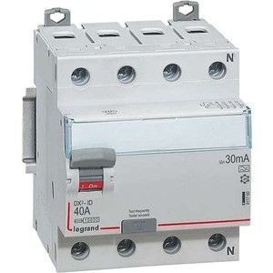 

Выключатель дифференциального тока (УЗО) Legrand 4п 40А 30мА тип AC DX3 Leg 411703, 4п 40А 30мА тип AC DX3 Leg 411703
