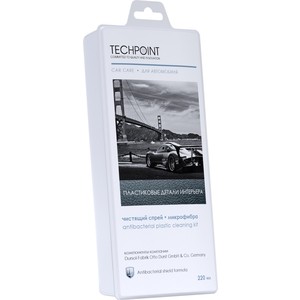 

Чистящий набор Techpoint для ухода за пластиковыми поверхностями автомобиля, спрей 220 мл+микрофибра, для ухода за пластиковыми поверхностями автомобиля, спрей 220 мл+микрофибра