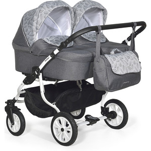 Коляска для двойни Indigo CHARLOTTE 18 DUO Ch 40 (т.серый+серый узор) коляска для двойни 3 в 1 tutis terra серый лен св серый