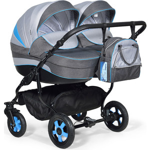 Коляска для двойни Indigo INDIGO DUO 18 41 (св.серый+т.серый+голубой)