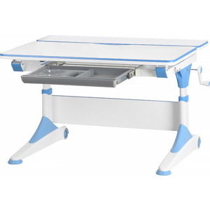 

Растущая парта Mealux Alberto blue BD-500 WB столешница белая/ножки белые с голубым, Alberto blue BD-500 WB столешница белая/ножки белые с голубым