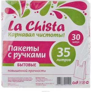 

Пакет LА CHISTA с ручками 35 л, 30 шт в упаковке, с ручками 35 л, 30 шт в упаковке