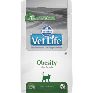 фото Сухой корм farmina vet life obesity feline диета при ожирении для кошек 400г