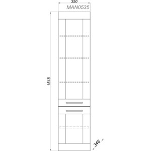 фото Пенал aqwella manchester 35x152 белый (man0535)