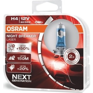 

Галогенные лампы Osram H4 NIGHT BREAKER LASER, 12V, 60/55W, 2 шт, 64193NL-HCB, H4 NIGHT BREAKER LASER, 12V, 60/55W, 2 шт, 64193NL-HCB