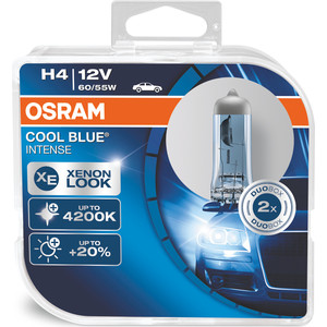 

Галогенные лампы Osram H4 COOL BLUE INTENSE, 4200K, 12V, 60/55W, 2 шт, 64193CBI-HCB, H4 COOL BLUE INTENSE, 4200K, 12V, 60/55W, 2 шт, 64193CBI-HCB