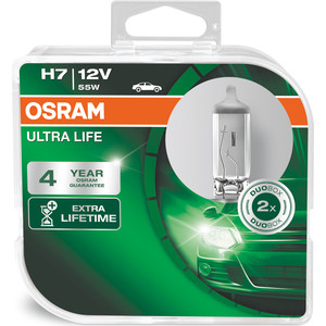 

Галогенные лампы Osram H7 ULTRA LIFE, 12V, 55W, 2 шт, 64210ULT-HCB, H7 ULTRA LIFE, 12V, 55W, 2 шт, 64210ULT-HCB