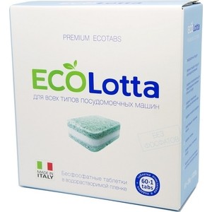 фото Таблетки для посудомоечной машины (пмм) lotta eco all-in-1, бесфосфатные, 60 шт