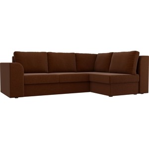 фото Угловой диван лига диванов пауэр рогожка коричневый правый угол