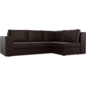 фото Угловой диван лига диванов пауэр экокожа коричневый правый угол