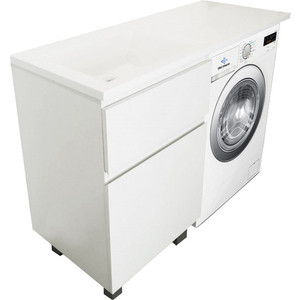фото Тумба с раковиной эстет даллас люкс 100l напольная, над стиральной машиной, белая (фр-00002315)