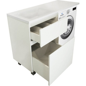 фото Тумба с раковиной эстет даллас люкс 100l напольная, над стиральной машиной, белая (фр-00002315)