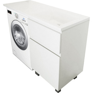 фото Тумба с раковиной эстет даллас люкс 100r напольная, над стиральной машиной, белая (фр-00002316)