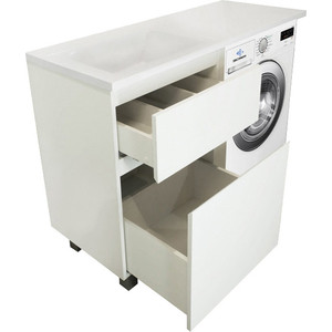 фото Тумба с раковиной эстет даллас люкс 115l напольная, над стиральной машиной, белая (фр-00002298)