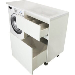 фото Тумба с раковиной эстет даллас люкс 115r напольная, над стиральной машиной, белая (фр-00002299)