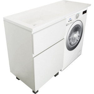 фото Тумба с раковиной эстет даллас люкс 130l напольная, над стиральной машиной, белая (фр-00002267)
