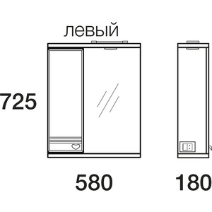 фото Зеркало-шкаф меркана астурия 58 с подсветкой, белый (2-036-000-l-s)