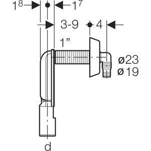 Сифон Geberit для подключения стиральной или посудомоечной машины, хром (152.234.21.1)