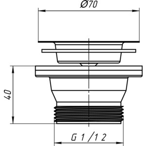 Слив для кухонной мойки АНИ пласт с нержавеющей решеткой D70 (M100)
