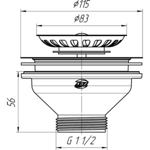 Слив для кухонной мойки АНИ пласт с нержавеющей решеткой D115 (M250)