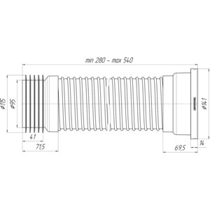Гофра АНИ пласт для унитаза 280-540 мм (K528)