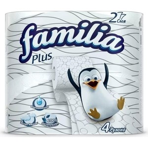 

Туалетная бумага FAMILIA PLUS белая 2 слоя 4 рулона, PLUS белая 2 слоя 4 рулона