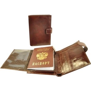 Портмоне Grand мужское с обложкой для паспорта Коньяк 02-324-0823