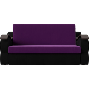 Прямой диван АртМебель Меркурий вельвет фиолетовый/черный (140)