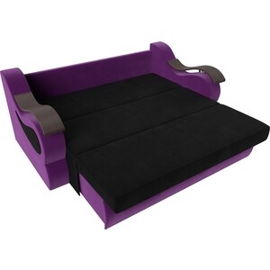 Прямой диван АртМебель Меркурий вельвет черный/фиолетовый (140)