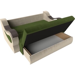 Прямой диван АртМебель Меркурий вельвет зеленый/бежевый (160)
