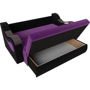 Прямой диван АртМебель Меркурий вельвет фиолетовый/черный (160)