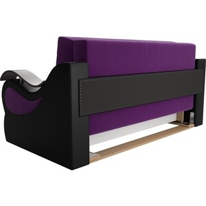 Прямой диван АртМебель Меркурий вельвет фиолетовый экокожа черный (120)