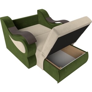 Прямой диван АртМебель Меркурий вельвет бежевый/зеленый(80)