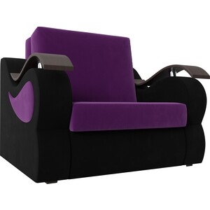 Прямой диван АртМебель Меркурий вельвет фиолетовый/черный (80)