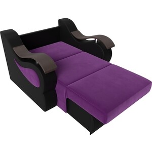 Прямой диван АртМебель Меркурий вельвет фиолетовый экокожа черный (80)