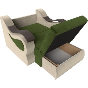 Прямой диван АртМебель Меркурий вельвет зеленый/бежевый (60)