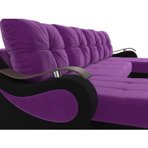 П-образный диван АртМебель Меркурий вельвет фиолетовый/черный