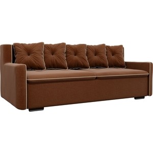 фото Прямой диван лига диванов витаре рогожка коричневый